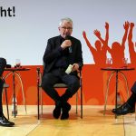 Dr. Rauball (DFL), Marcel Reif, Reinhard Grindel (DFB) (Foto Joachim Puls)